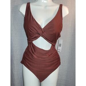 Charmo Brown One Piece Swimsuit,‎ Medium